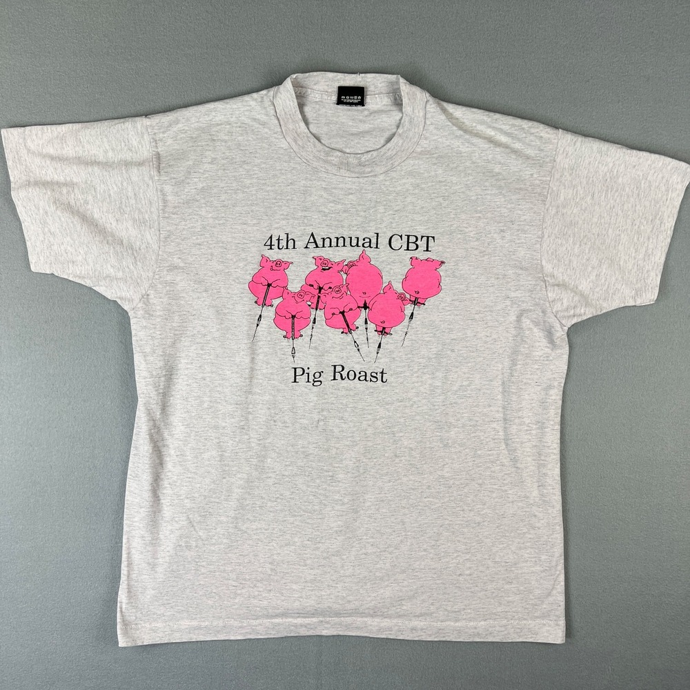 VTG Pigs on Pogo Sticks T Shirt Fits Large‎ CBT Pig Roast 1990s Screen Stars USA